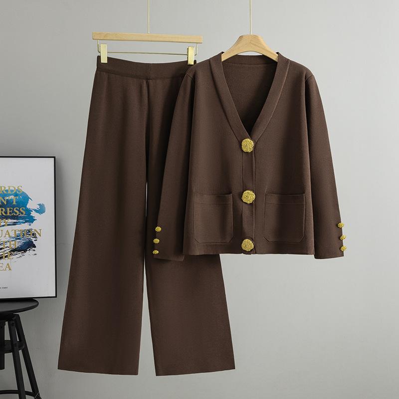 Women's Fashionable Casual Printed Long-sleeved V-neck Pantsuit