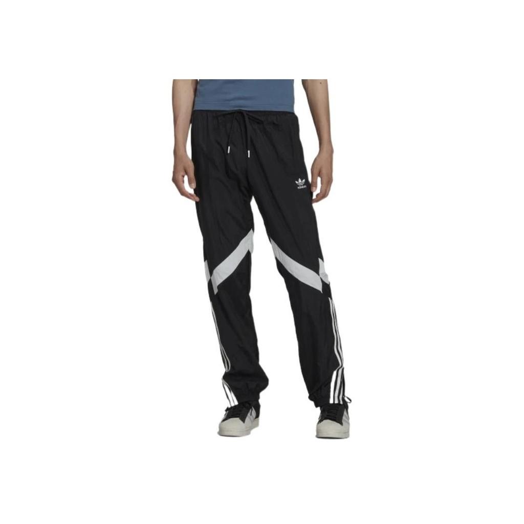 Adidas Originals Trefoil FW22 Relive Print Logo Striped Drawstring Straight-Leg Track Pants Men Bottoms Black HK7325