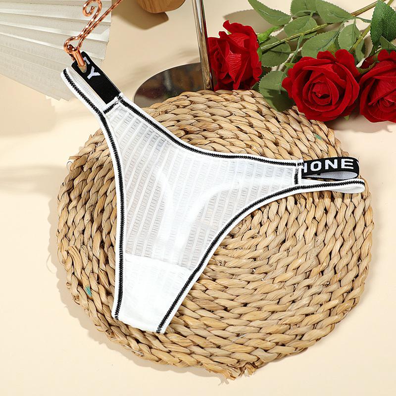 Contrast Color Women's T Pants with English Belt - Sexy Thong in Plus Sizes