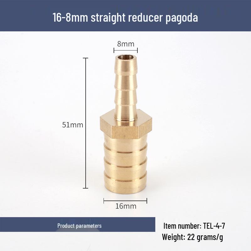 Brass Reducing Pagoda Plug for Hose Fitting - Converts 4mm To 19mm Diameters