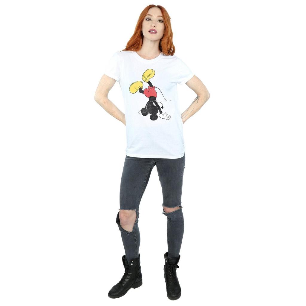 Disney Womens/Ladies Mickey Mouse Upside Down Cotton Boyfriend T-Shirt