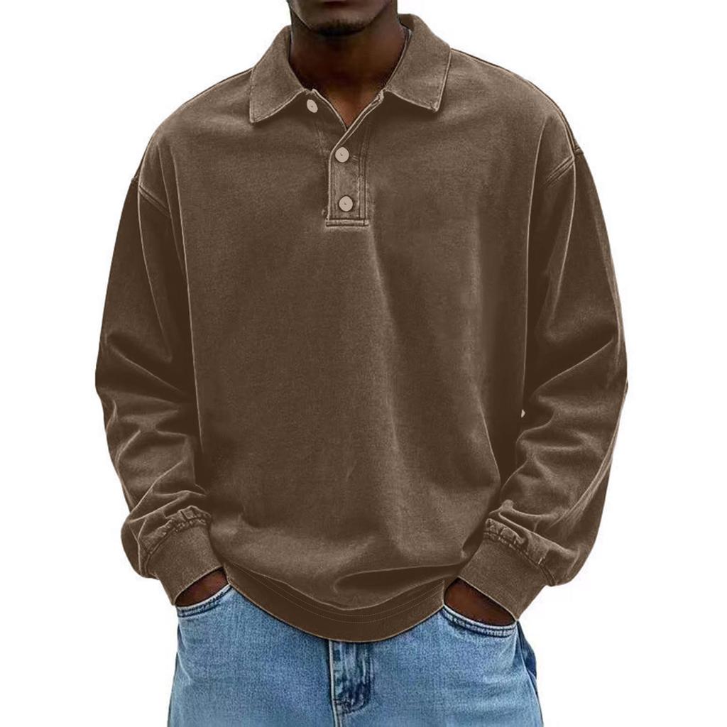 Herr  Affär  Fritid  Mångsidig  Långärmad  Nedvikt krage  Pullover  Skjorta