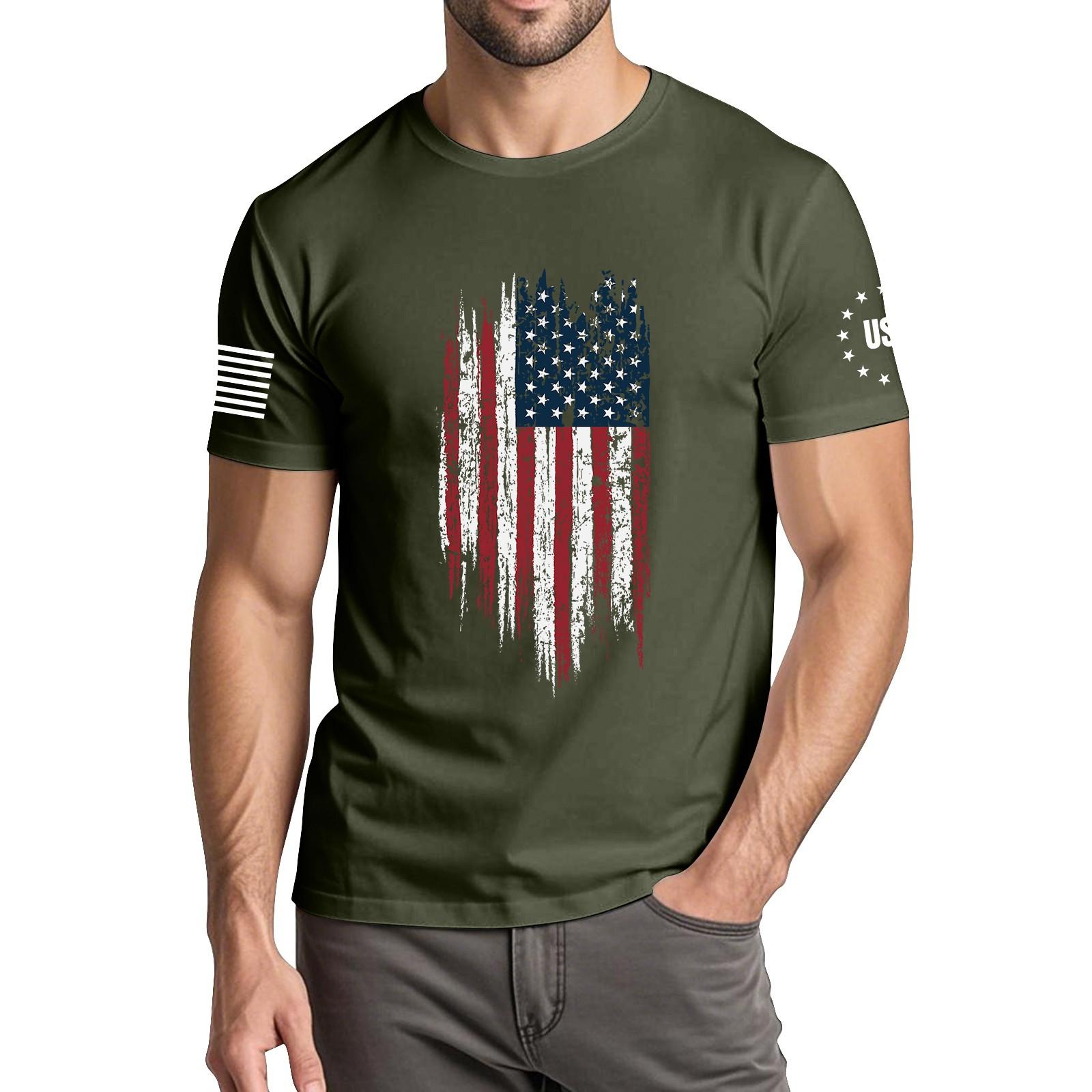 Мужская модная повседневная футболка с круглым вырезом и коротким рукавом с принтом День независимости M 1453₽