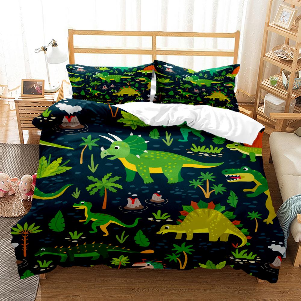 Comforter Cartoon Dinosaur Hd Print Polyester Bedding Setsteens Boy Girl Or Adults For Beds King Size Bedding Set