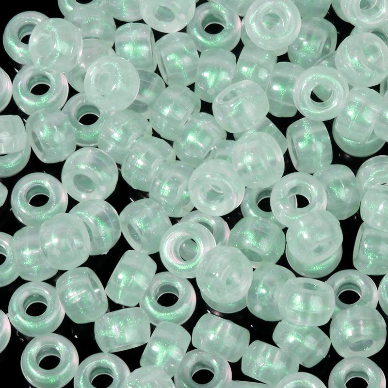 "100 Pcs Large Hole Transparent Frosted Barrel Beads - Colored Onion Powder Plastic Pony Beads for Dreadlocks and Wigs"