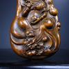 Chinesischer Buchsbaum Holz geschnitzt Exquisite beidseitige Kwan-Yin Statue Geschenk Kunst