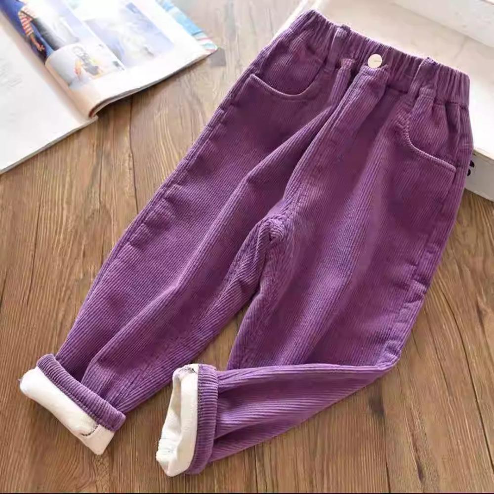 

Girls Boys Pants Autumn and Winter Outer Wear Padded and Thickened Pants Children Long Pants Winter Long Pants 90cm фиолетовый