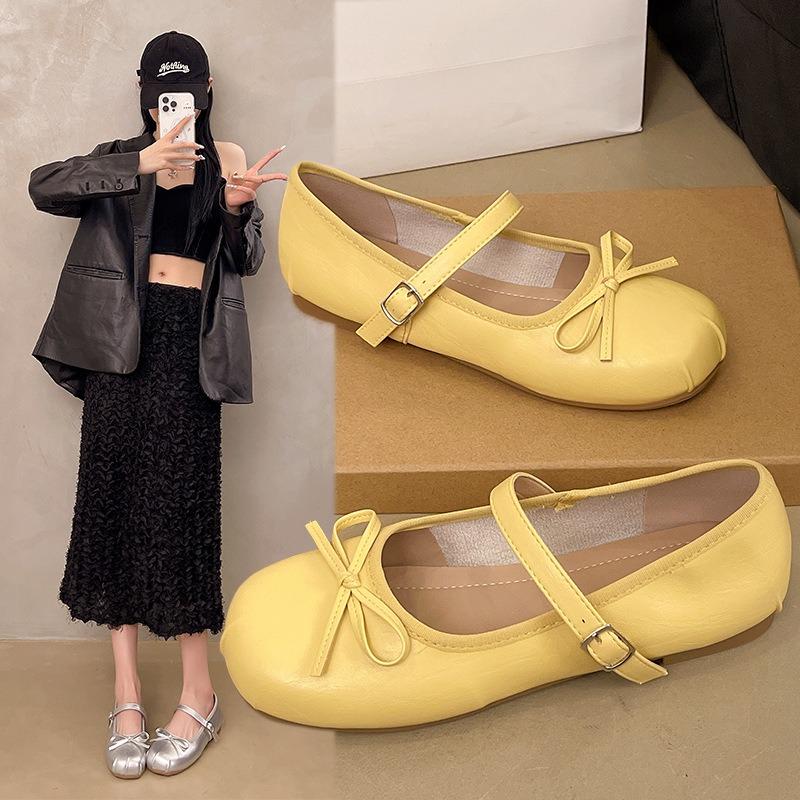 Båge platta balettskor sommar nya grunda med kjol mode Mary Jane skor