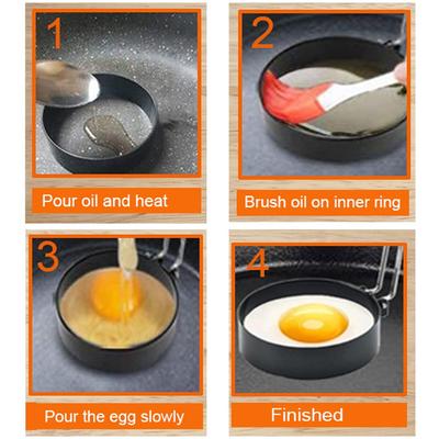 3Pcs Egg Rings Set Professional Stainless Steel Egg Fried Ring with Oil Brush Nonstick Round Pancake Mold Egg Cooking Ring