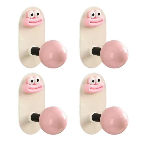 4Pcs Punch Free Wall Hooks Strong Load-bearing Creative Shape Self Adhesive Wall Mounted Clothes Key Towel Hangers