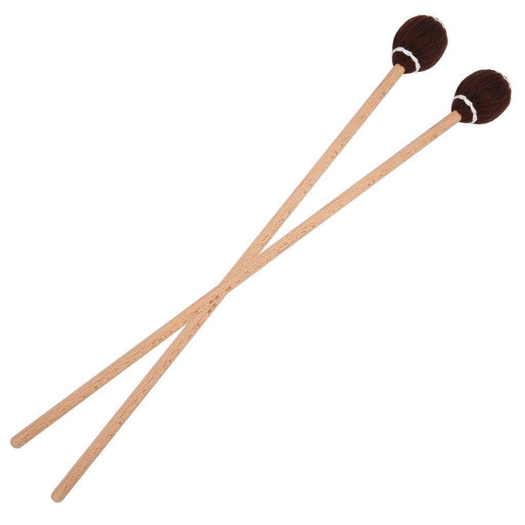 1 Pair Marimba Mallets Portable Maple Handle Wool Ball Sticks Percussion Playing AccessoriesBrown