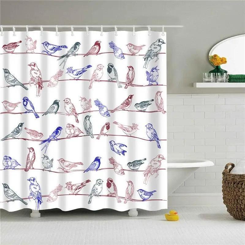 Bathroom Flower Shower Curtain, Beautiful Colorful Painted Butterflies Print Polyester Fabric, Bathtub Shower Curtain With Hooks