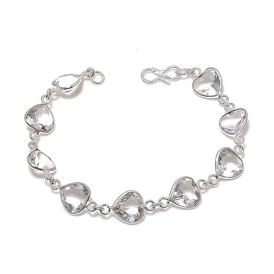 

Натуральный белый топаз драгоценный камень ручной работы серебро 925 пробы браслет 7-8 h0F32