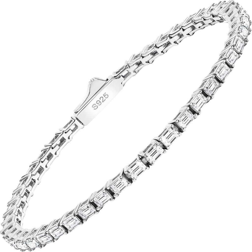 EcoGems Moissanite Tennis Bracelet for Women and Men – 18K White or Yellow Gold Plated Sterling Silver – Lab Grown D Color VVS Clarity Stones
