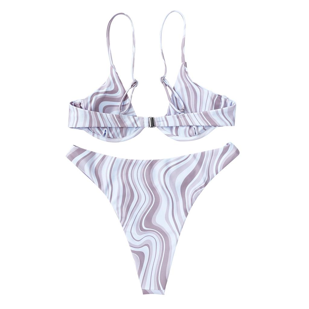 Women's Two Piece Bikini Swimsuit with Underwire Support Adjustable Straps and High Cut Bottoms for Beach Pool Swimwear