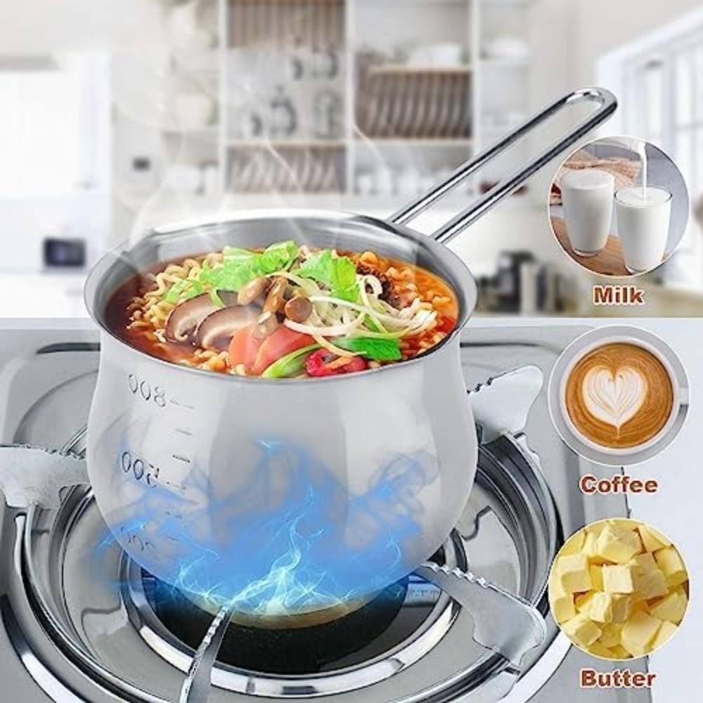 with Spout Single Hand Pot 304 Stainless Steel Stainless Steel Small Pot Milk Pan  Stove Top