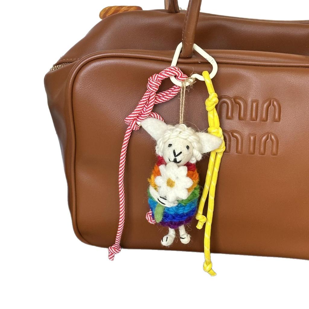 Handmade Nepal Wool Felt Bag Charm: Cute Pendant Jewelry Accessory