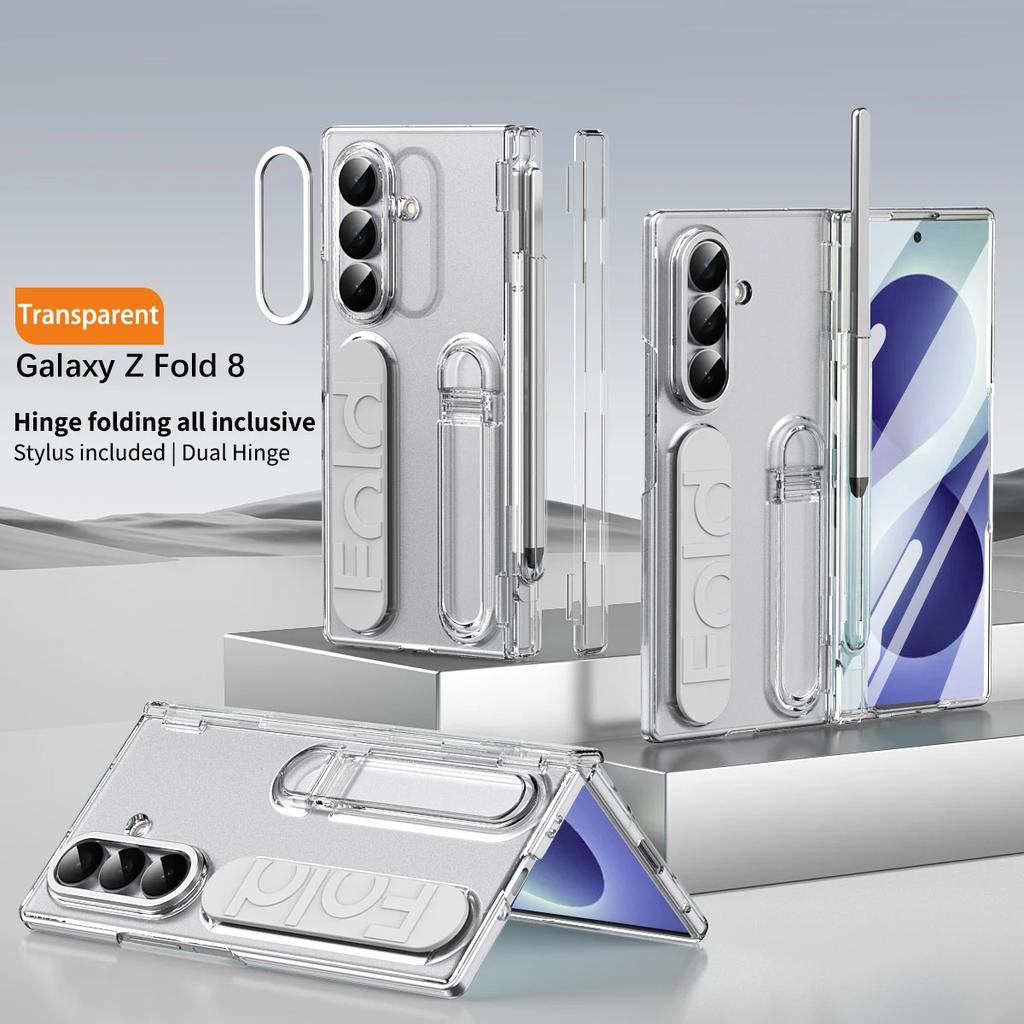 Wristband Holder Hinge Phone Case For Samsung Galaxy Z Fold 8ultra 7 With Pen Slot & S Pen Screen Protector Film Protect Cover