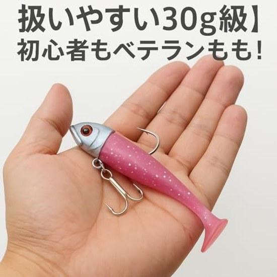 Jig head worm 30g 5-piece set glow glitter case included equipped rust-resistant triple hooks compatible sea bass flounder blue fish Spanish mackerel.