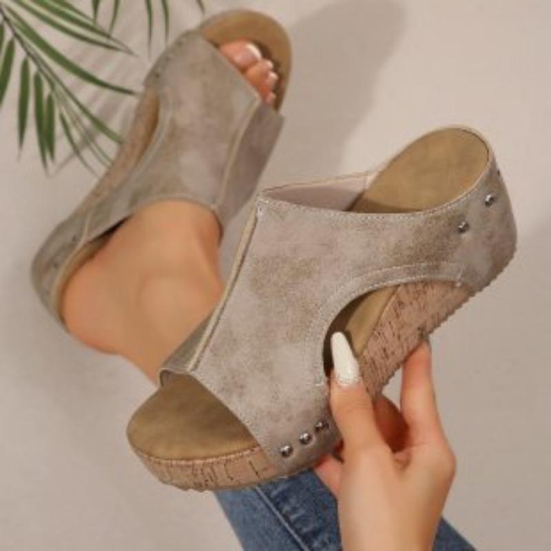 New Style Wedge Heel Shoes Retro Thick-soled Fish-mouth Sandals Women's Muffin Thick-soled