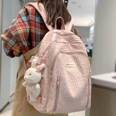 Жіночий повсякденний рожевий жіночий рюкзак Kawaii New нейлоновий рюкзак для ноутбука Стильний туристичний рюкзак для дівчаток Стильний коледжський рюкзак для милих дівчат