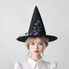Rose Flower Wizard Cap Foldable Feather Halloween Cap Funny Halloween Witch Hat  Dress Up Headgear