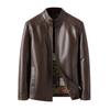 Herrenjacke Stehkragen Reißverschluss Jacke Herbst Winter Lässige Kunstlederjacke Geschenk für Papa Freund