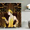 Vintage Art Deco Shower Curtain Luxury Golden Flapper Girl Print Bath Mat Cover Decorative Fabric Home Decoration Waterproof Was