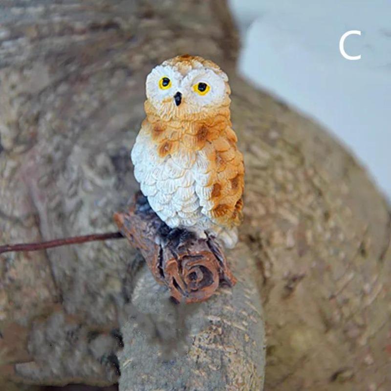Mini Owl Branch Garden Ornaments Resin Crafts Fairy Garden Dollhouse  Moss Micro Landscape Bonsai Decorative DIY