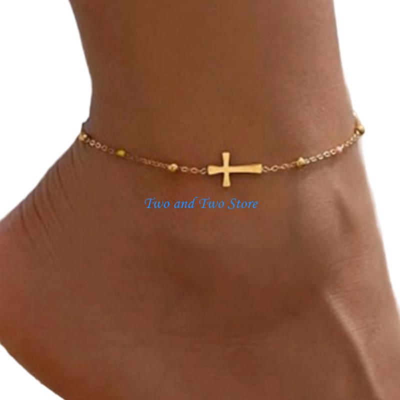 HX6F Women’s Stackable Anklet Stylish Adjustable Ankle Bracelet Waterproof Foot Jewellery for Outdoor Activity