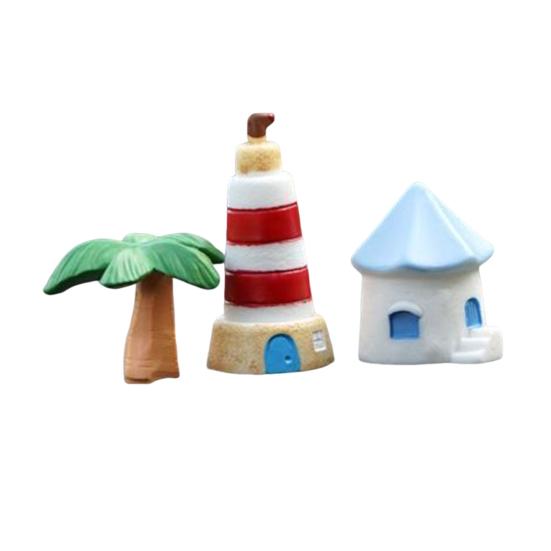 1 Set Island Resort Car Ornament Mini Lighthouse Coconut Tree