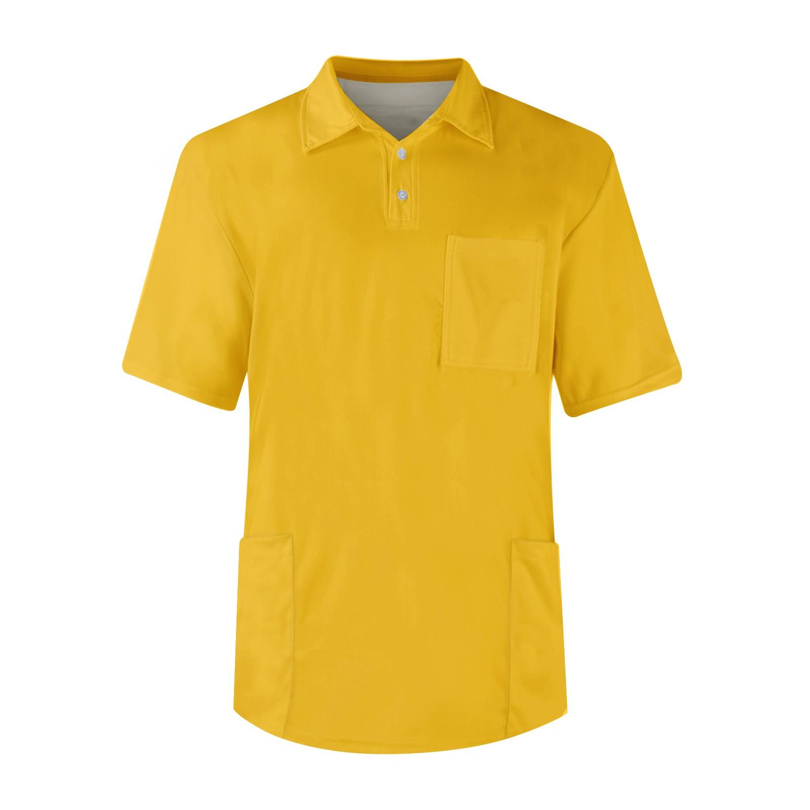 

Мужская однотонная футболка с коротким рукавом, пуговицами, лацканами, нагрудным карманом, Dry-nurse XL жёлтый