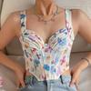 Women Floral Print Camisole Summer Fashion Streetwear Bohemian Bodycon Cropped Tops Retro Designer Irregular Tank Tops