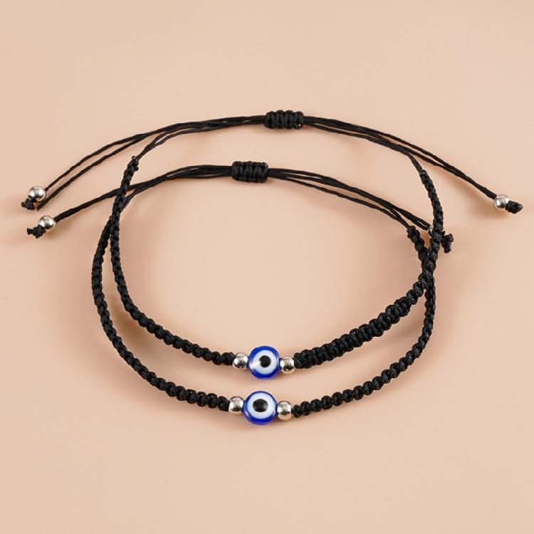2 Pcs String for Evil Eye Bracelets for Women Men Black Black Red Hand Rope Brac