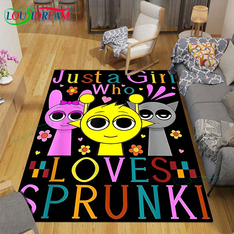Fashion S-Sprunki Incredibox Game Carpet Outdoor Rug Area Rug Non-Slip Carpet Bedroom Decor Carpet For Room Kid Gift