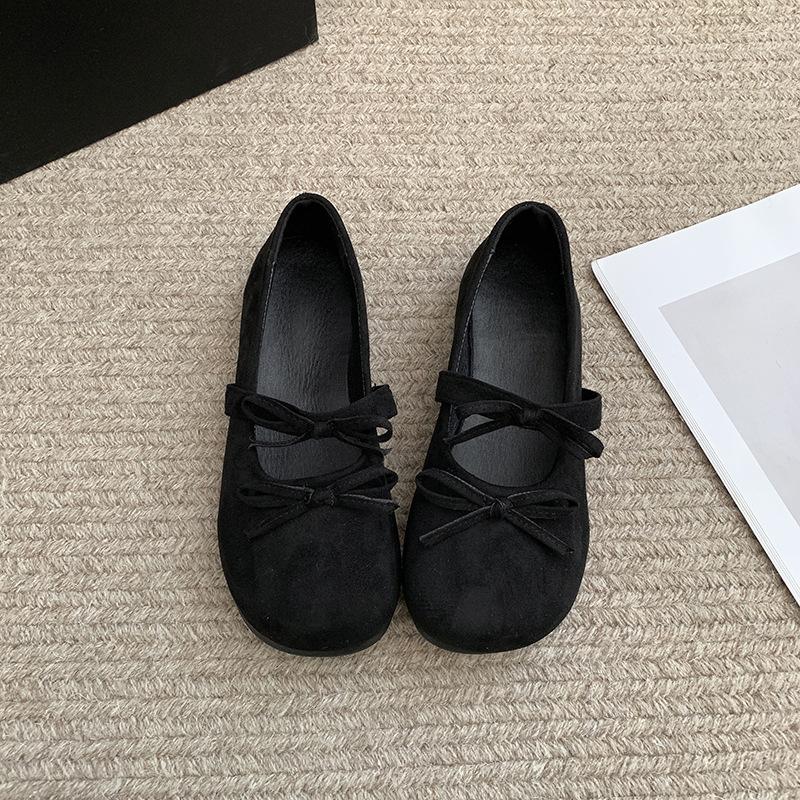Shoes for Woman Shallow Mouthed Ballet Flats Solid Color Slip On Bow Mary Jane Women's Shoes Soft Sole Casual Red Single Loafers