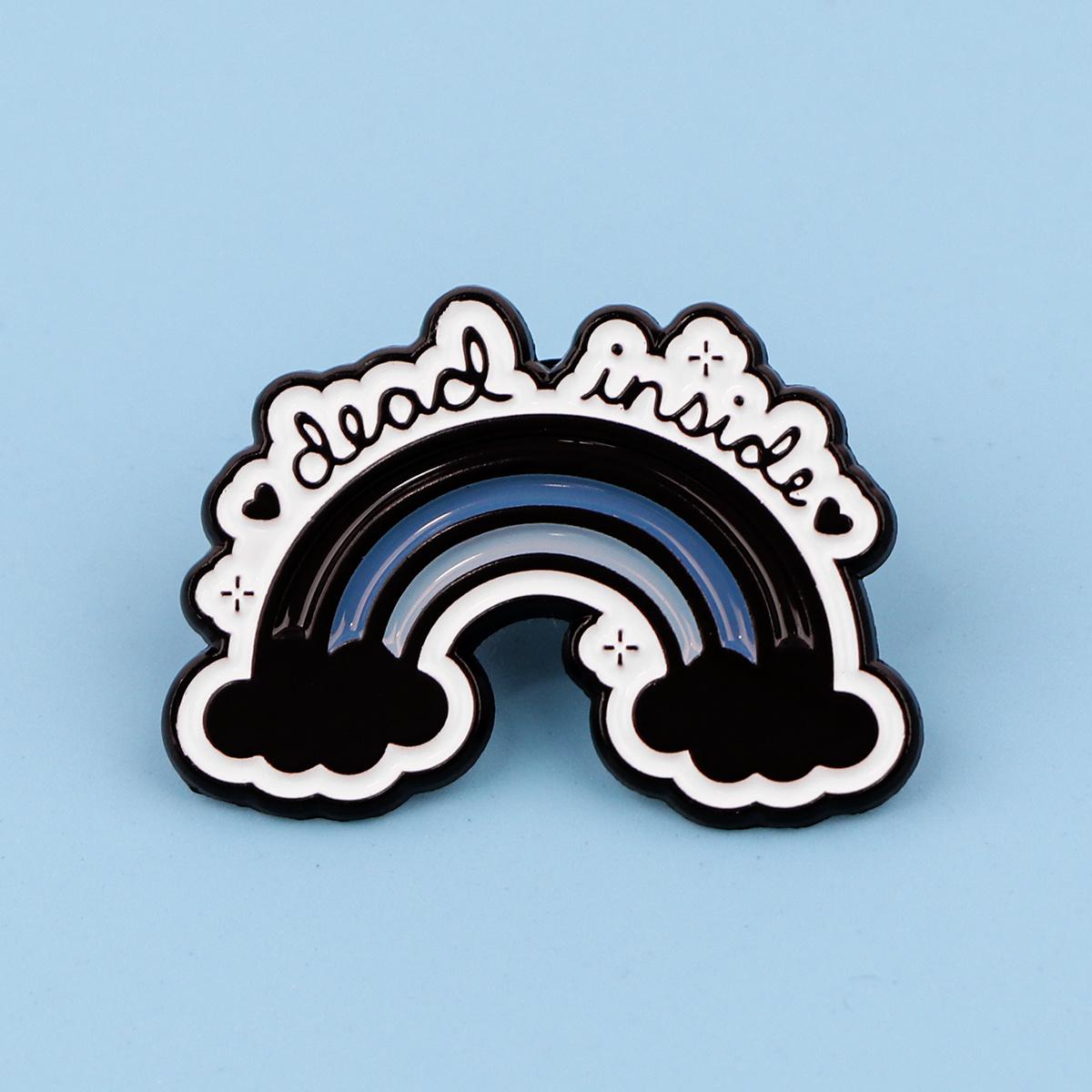 Enamel Dead Inside Rainbow Clouds Lapel Pin - Zinc Alloy Brooch for Backpacks, Clothes, and Accessories - Fashionable Badge One Size разноцветный