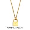 MamacitaSlay 316L Stainless Steel Ancient Letters Engaged Lock Pendant Necklace 18K Gold Plated Waterproof Neck Jewelry Gift