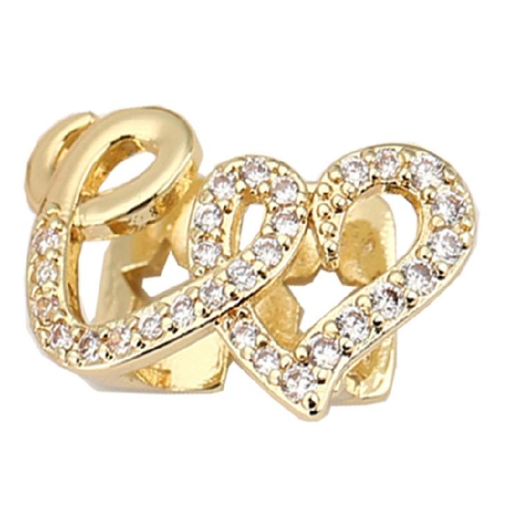 

Stylish Double Heart Dental Jewelry Made Of Sturdy Copper With Microset Zirconia For Costume Accessories золотой