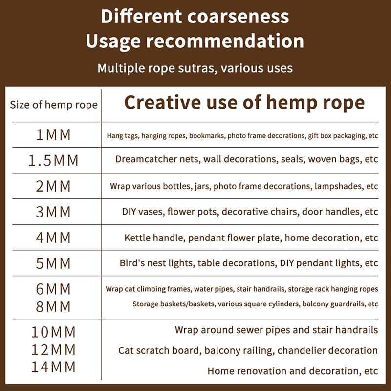 Durable Burlap Jute Rope 2-5mm Thick 1/200M Long Non-Toxic Twine for DIY Gift Wrapping Gardening Cat Tree Building