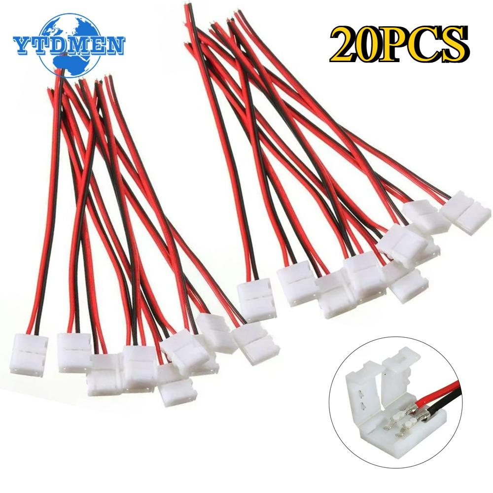 

20 шт. Светодиодный коннектор для ленты 2-контактный Коннекторы для аксессуаров для светодиодной ленты 8 мм 10 мм Подходит для светодиодной ленты 3528 5050 SMD 8MM