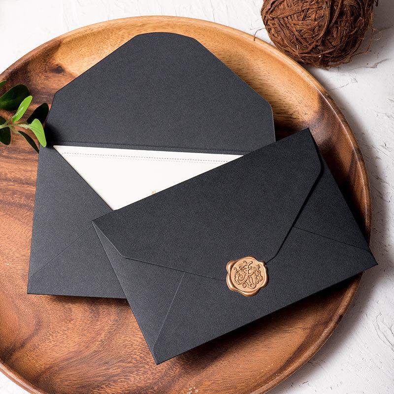 

Elegant Jet Black European Retro Envelope Wax Sticker Set Standard