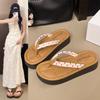Flat flip-flops shoes for women's summer wear new fashion polka dots seaside vacation pinch feet beach cool slippers
