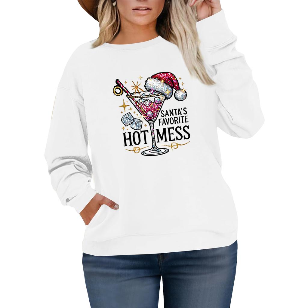 Women's Fashionable Casual Plus-Size Long Sleeve Pullover Printed Sweatshirt