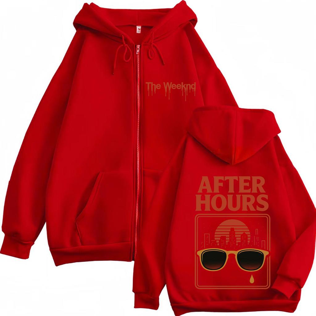The Weeknd After Hours Til Dawn Tour Print Zipper Hoodie Men Women Fashion Sweatshirts Long Sleeves Casual Zip Up Jacket