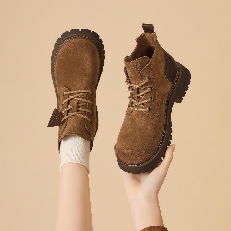 New fashionable versatile two-color thick heel velvet low boots loafers flat non-slip casual shoes