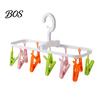 Plastic Clothing Clip Clothes Drying Rack with 12 Clips, Heavy Duty Rotatable Compact Solution Foldable Hanger, Anti-Slip Organizer for Underwear And