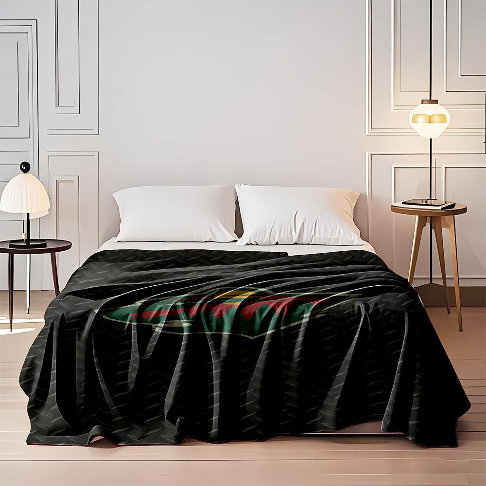 Wild Nature Logo On Dark Patterned Background Print Blanket Soft and Cozy Perfect for the Living Room Bed Sofa or a Nap,gift