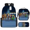 Rob Lesi Backpack Trendy Backpack Retro Schoolbag Cartoon Backpack Three-Piece Set