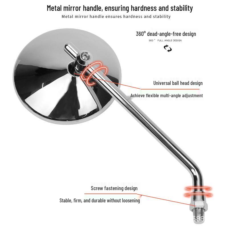 Compact Round Rearview Mirror for Electric Motorcycles and Scooters - Fits Niu, No. 9, Yadea, Emma Models